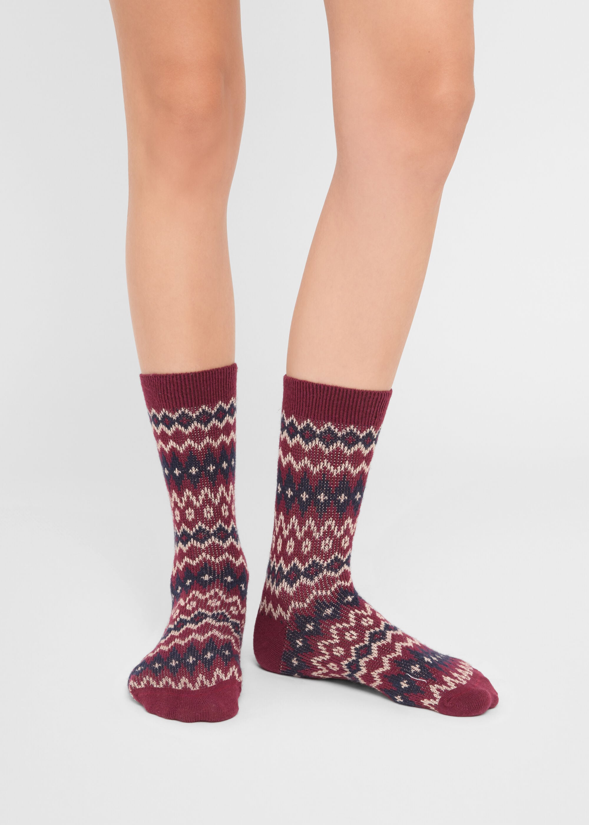 Socken mit Kaschmir und Norwegermuster