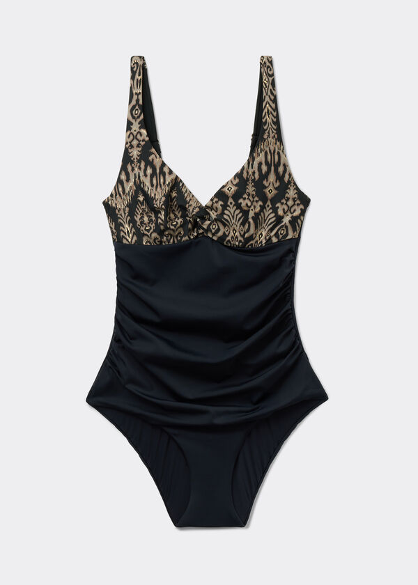 Golden Ethnic Slimming Swimsuit
