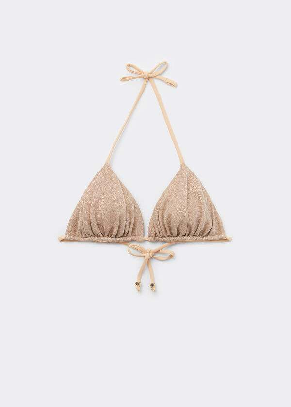 Triangle Bikini Top Golden Glitter