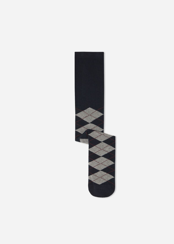 Girls’ College Diamond-Patterned Tights