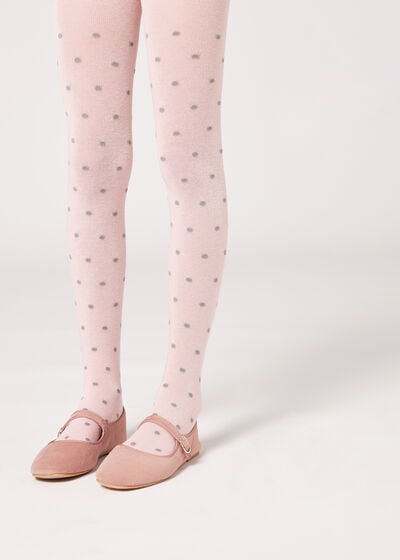 Dievčenské bodkované bavlnené pančuchové nohavice