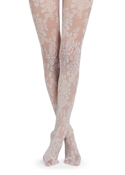 Floral tulle effect tights
