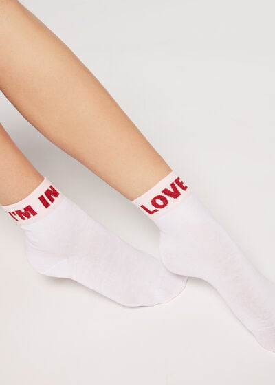 Kratke čarape sa sloganom "I Love You"