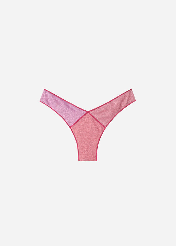 Lamé High-Leg Brazilian Bikini Bottoms Lisbona