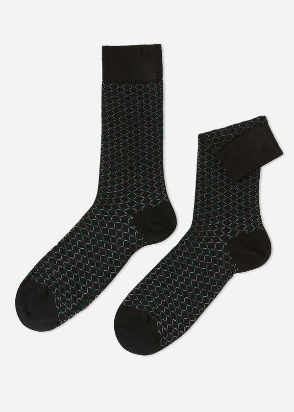 Men’s Diamond-Patterned Cashmere Short Socks