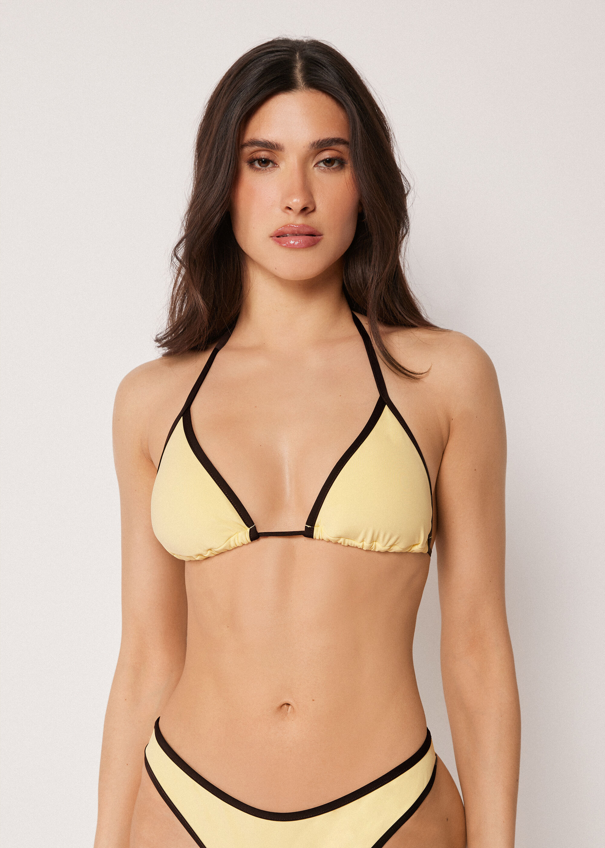 Bicolour Piping Triangle Bikini Top