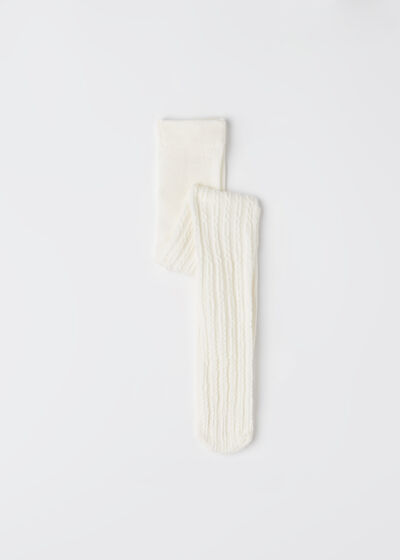 Dievčenské bavlnené pančuchové nohavice so zapletaným vzorom