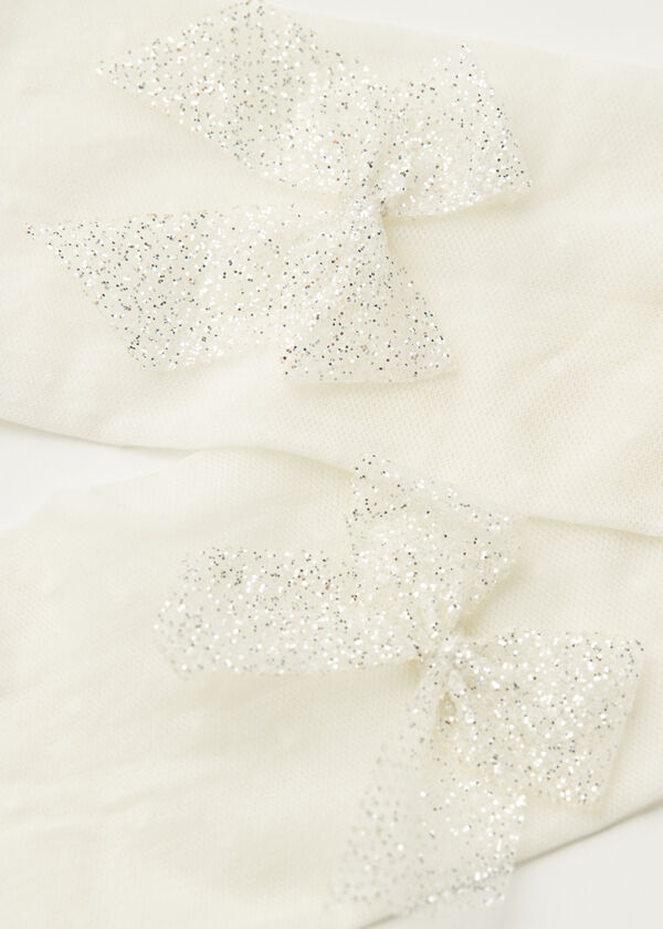 Girls’ Polka Dot Tulle Tights with Glittery Bow