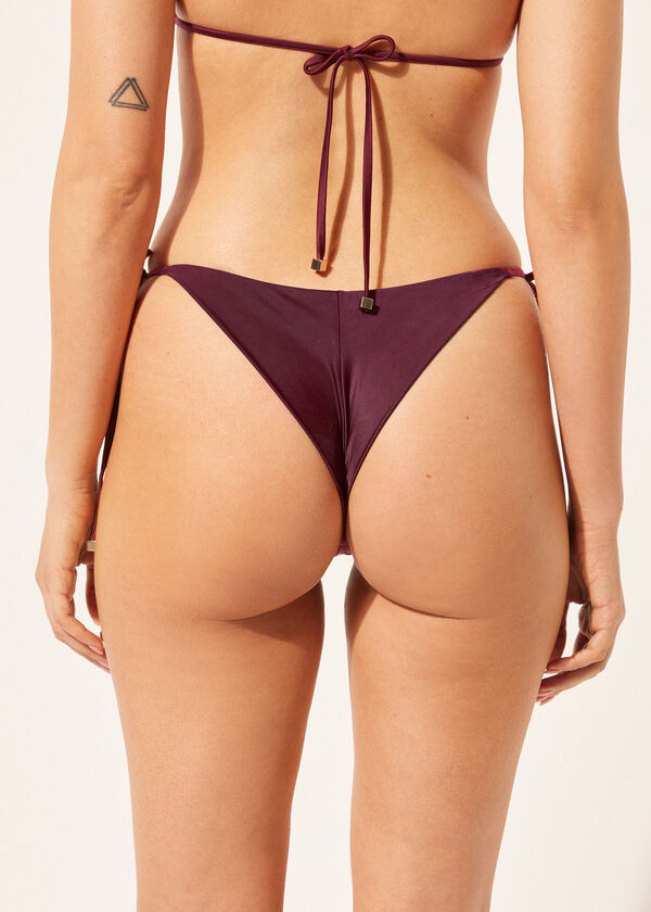 Panti de bikini brasileña con cordones Shiny Satin