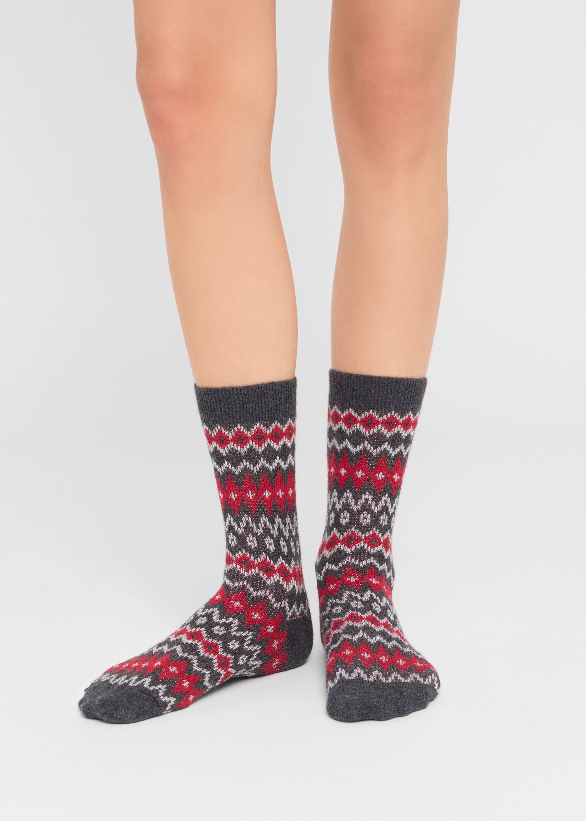 Socken mit Kaschmir und Norwegermuster