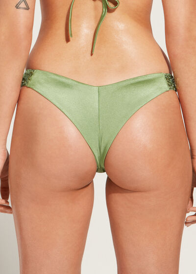 Hoog Opgesneden Braziliaanse Bikinislip met Pailletten Cannes