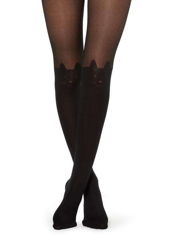 Bow and Cat Over-Knee Tights