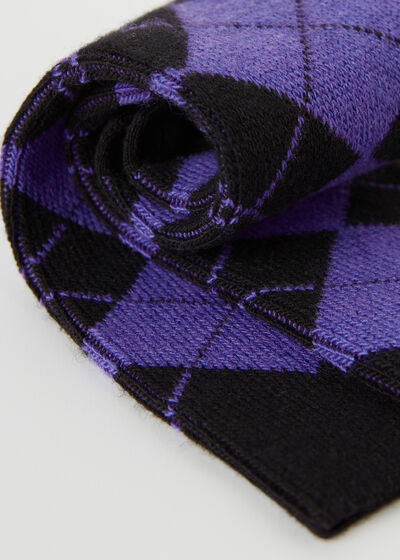 Diamond-Pattern Cashmere Short Socks