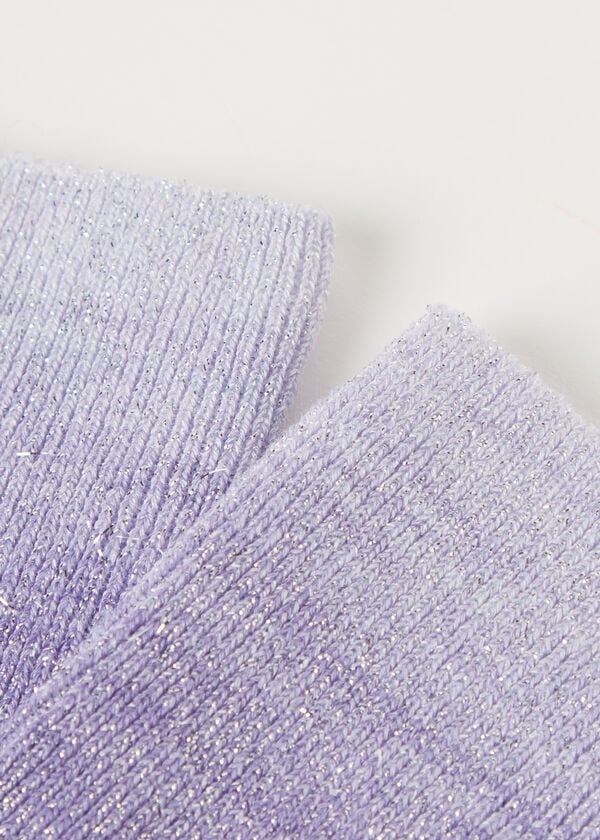 Kurze Socken mit nuanciertem Streifenmuster und Glitzer