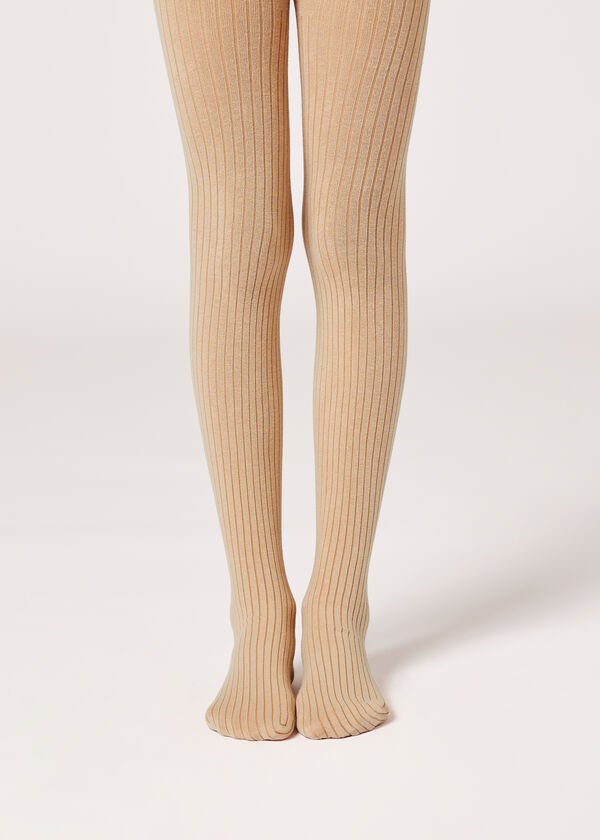 Girls' Ribbed Cotton Tights - Calzedonia