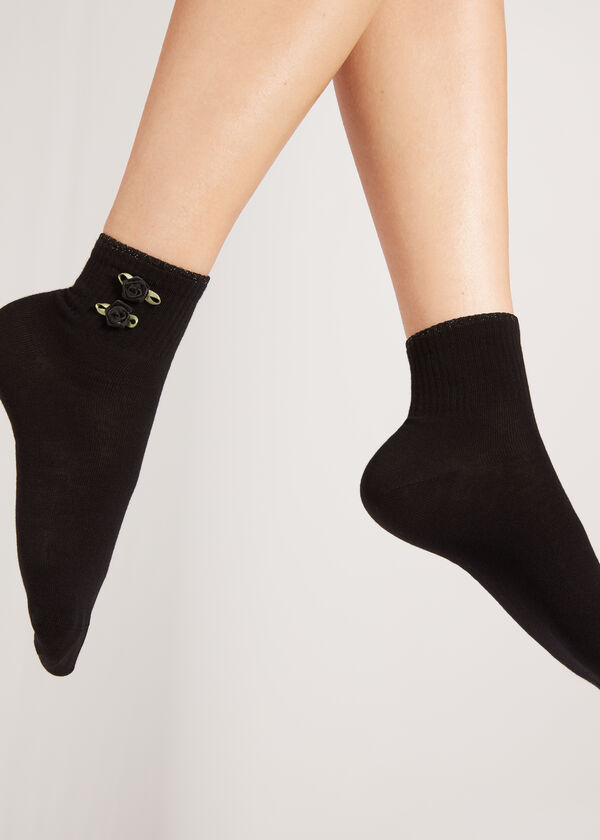 Short Socks with Side Appliqué