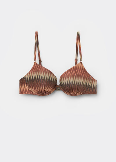 Golden Chevron Push Up Swimsuit Top