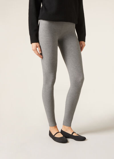 Gerippte Leggings mit Cashmere