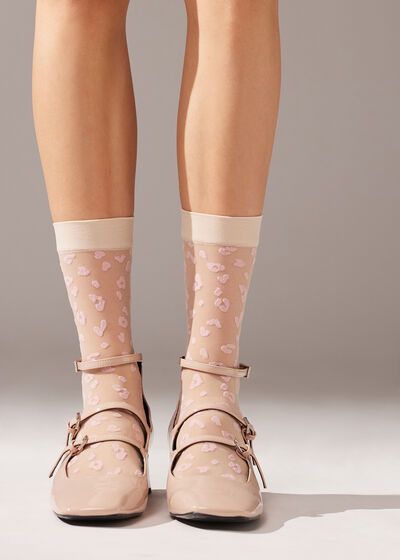 Διαφανείς Κοντές Κάλτσες 15 Den με Animal Print