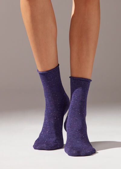 Krátke kašmírové ponožky s trblietavým vláknom