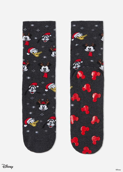 Chaussettes antidérapantes Famille Mickey Mouse Noël pour homme