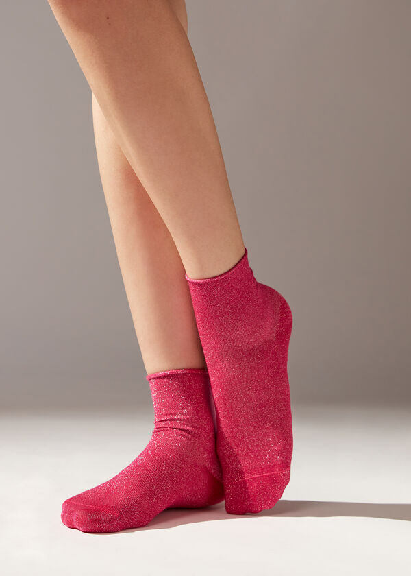 Krátke ponožky s trblietavým vláknom s mäkkým lemom