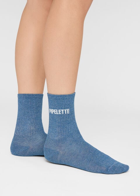 Chaussettes à paillettes avec inscription