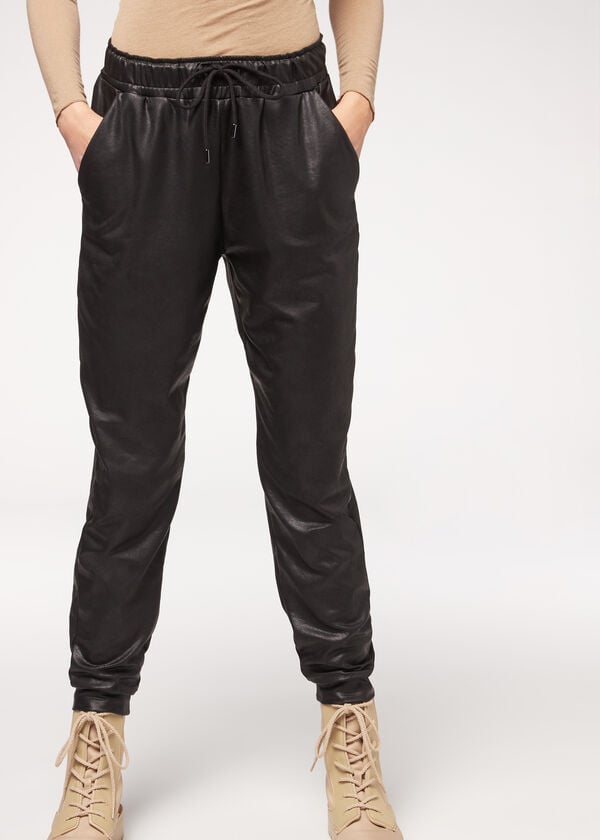 Jogger Thermal Effetto Pelle