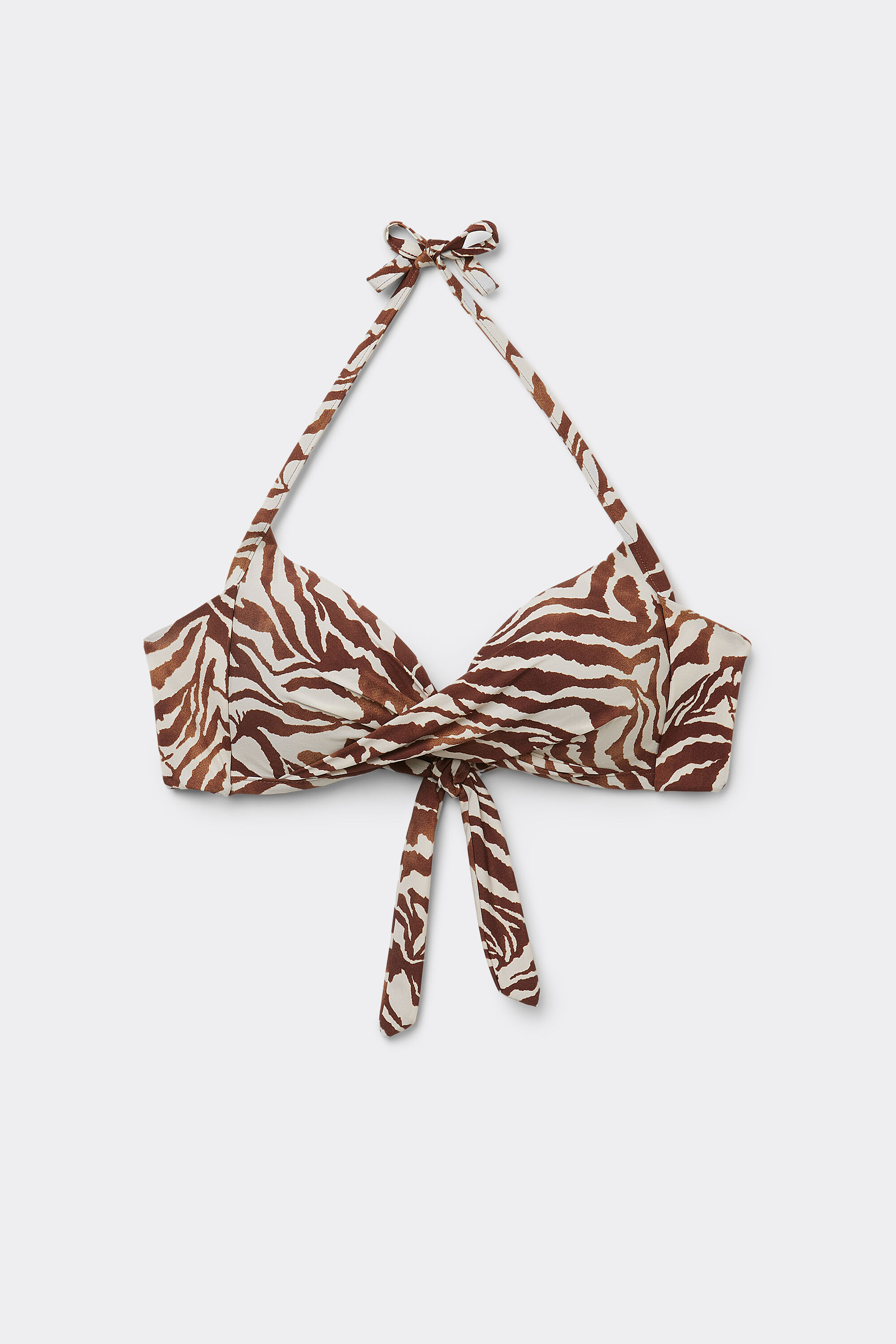 Padded Triangle Bikini Top Brown Zebra