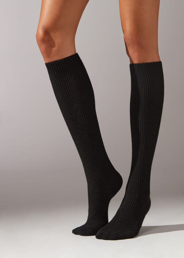 Long Ribbed Cashmere Socks