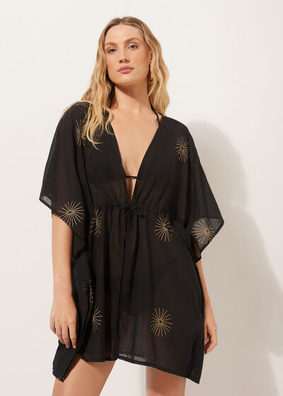 Kaftan aus Baumwolle mit eleganten Stickereien