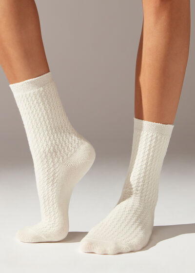 Kratke čarape s kašmirom rupičastog uzorka