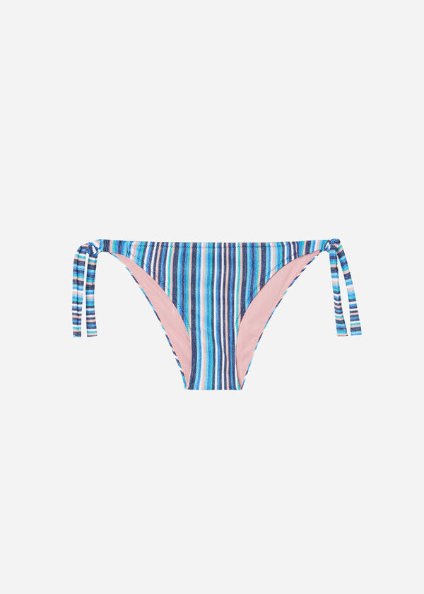 Bikinihose mit Schleifen und Streifenmuster Marbella