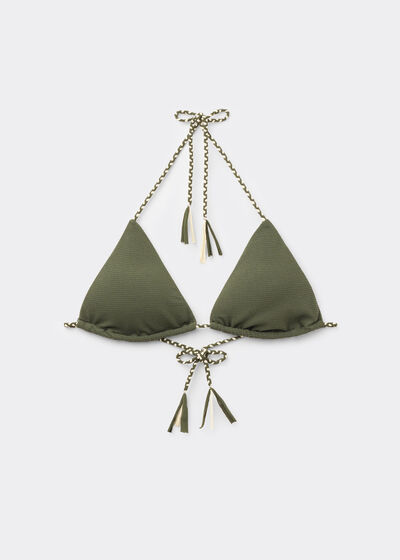 Triangle Bikini Top Crinkle Twist