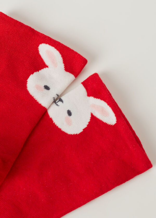 Chaussettes basses motif lapin rouges