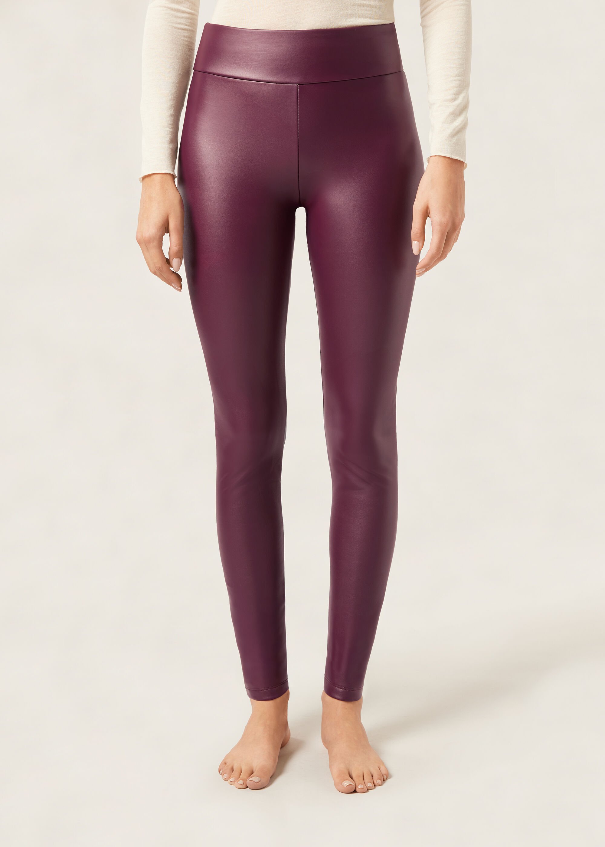 Legginsy ocieplane z imitacji skóry