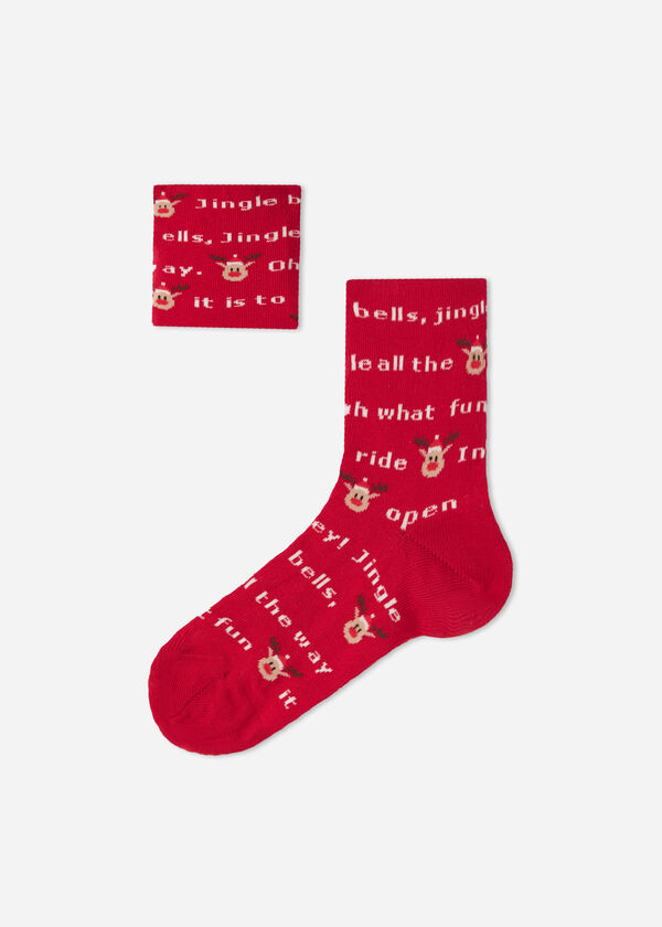 Detské krátke ponožky s vianočným motívom z kolekcie pre celú rodinu
