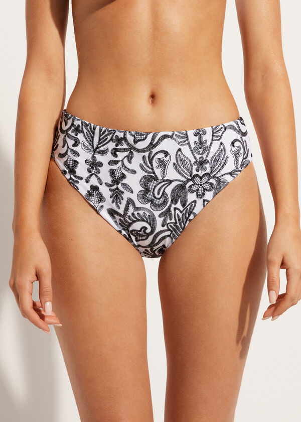 High-Waisted Paisley Bikini Bottoms Zanzibar