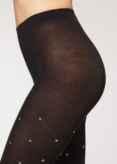 Glitter Polka Dot Tights with Cashmere
