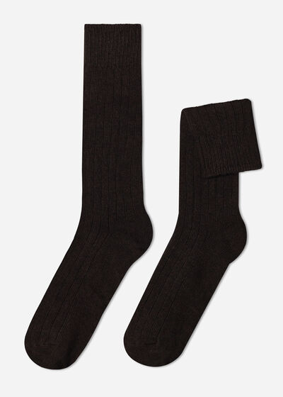 Muške kratke rebraste čarape s vunom i kašmirom