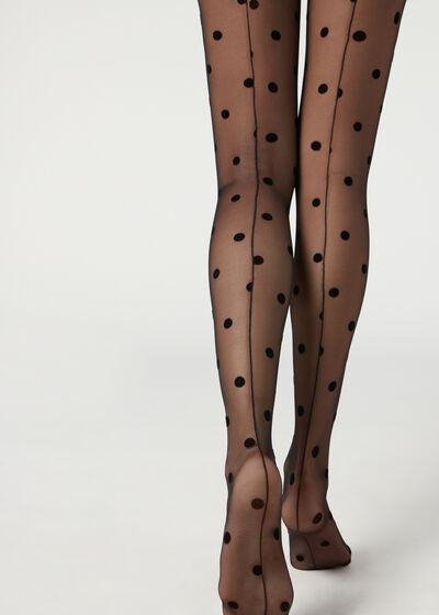 pellizco Planeta inventar Medias de lunares: veladas negras o color piel | Calzedonia
