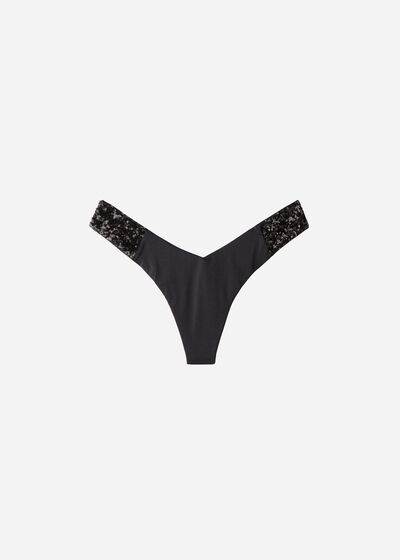 Sequin High-Leg Brazilian Bikini Bottoms Cannes