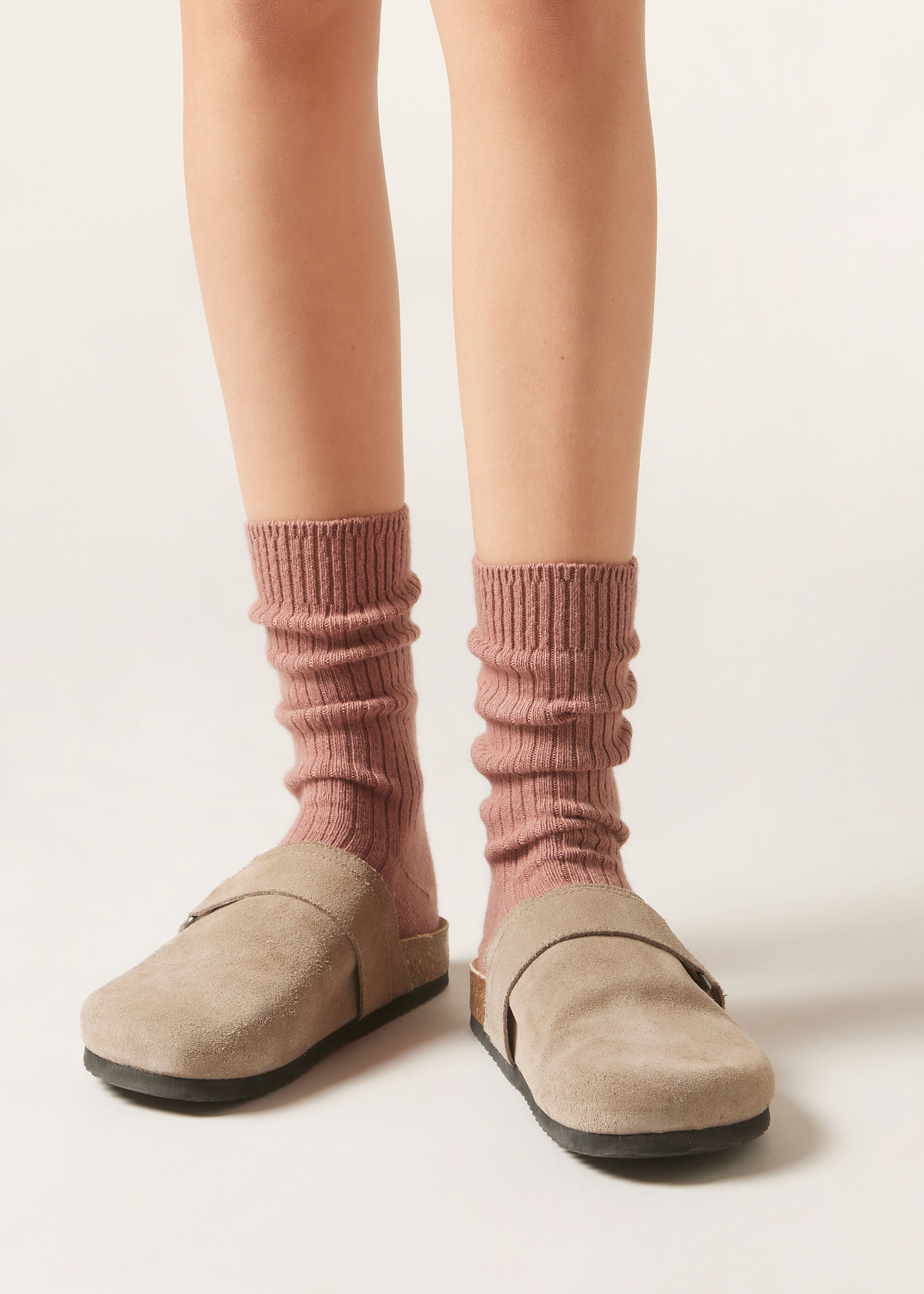 Short Ribbed Socks with Wool and Cashmere