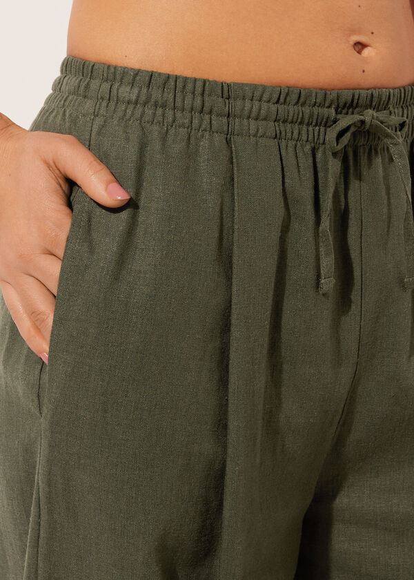 Linen and Viscose Palazzo Trousers