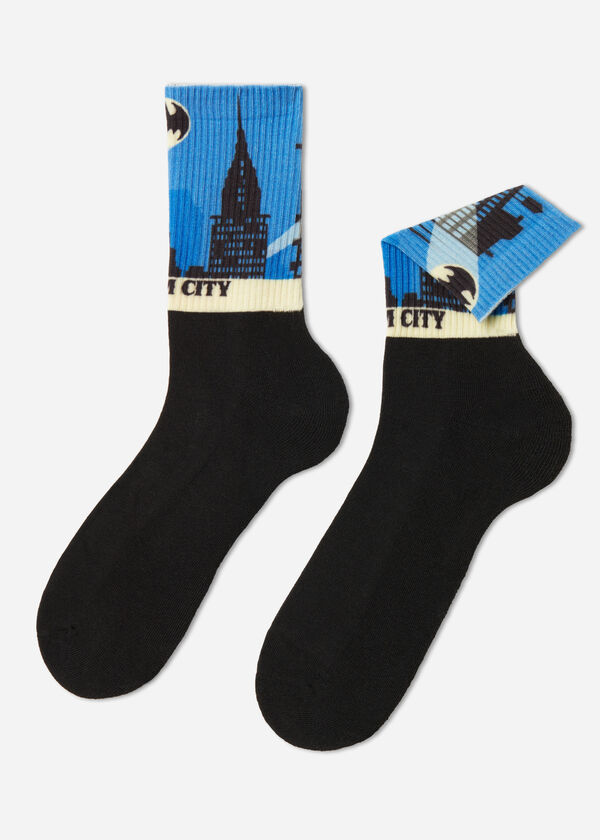 Men’s Short Socks in Batman Print Cotton