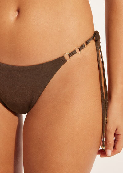 Brazilian String Swimsuit Bottom Golden Gleam