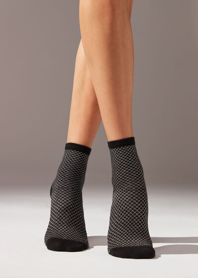 Kratke čarape s motivom romba, sa svjetlucavim nitima