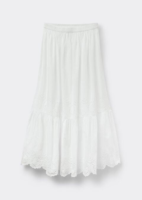 Długa spódnica z haftem angielskim