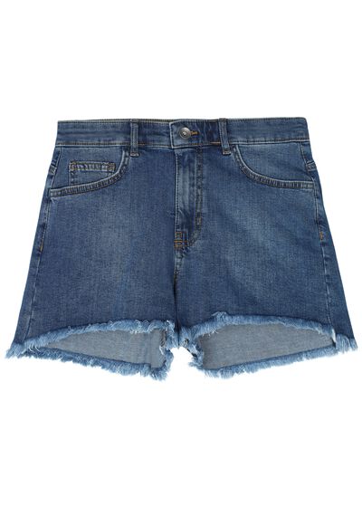 Fringed Denim Shorts