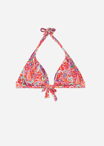 Graduated Padded Triangle Swimsuit Top Vibrant Paisley